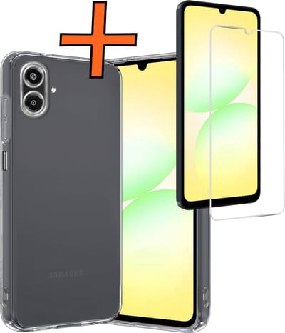 Hoes - Met Screenprotector - Geschikt voor Samsung Galaxy A07 - Sterk & Shockproof - Back Cover - Siliconen Case - Telefoon Hoes - Transparant