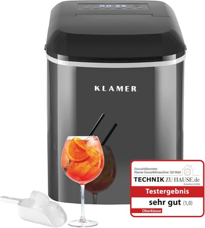 IJsblokjesmachine voor 10 IJsblokjes in 7-9 Minuten, 15 kg Per Dag, 2 IJsblokjesmaten en 2,1 l Watertank