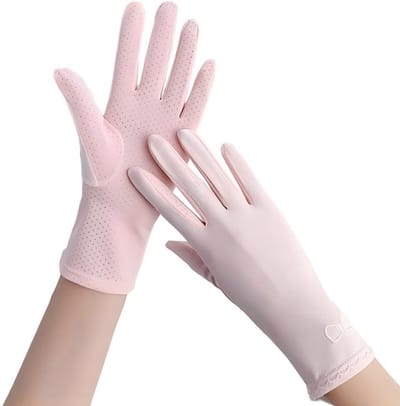 UV-Handschoenen - Roze Vlinderprint - Antislip - Touchscreen - IJszijde - UPF-bescherming - Voor Auto, Fiets & Buiten - Dames