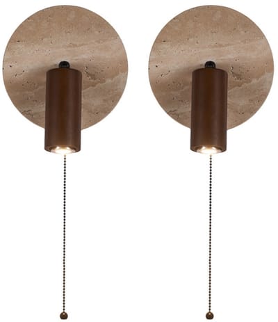 2 Stuks Vintage Wandlamp Stenen Lampenkap Wandlampen Binnen voor Woonkamer Kinderkamer Slaapkamer met Schakelaar