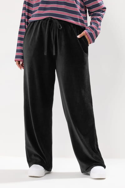 Yours Zwarte Koord Trekkoord Wijde Broek Size 42