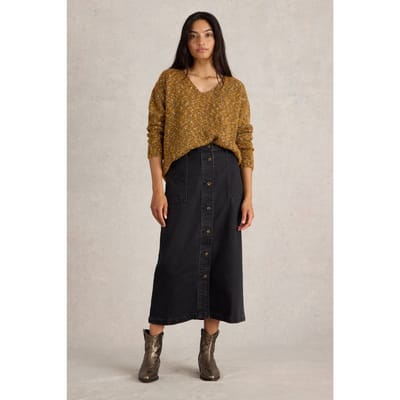 White Stuff Textured V Neck Jumper Brown Multi Size: 14 | Knitted Sweaters Outlet | Dames | Bruin