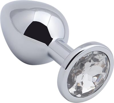 Banoch - Buttplug Aurora Clear Medium - Metalen buttplug - Diamant steen - Wit