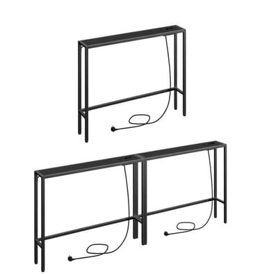 Consoletafel-Haltafel- -Set van 2 smalle -Entreetafel-Oplaadstation & USB-poorten-Stevig en stabiel- Zwart.