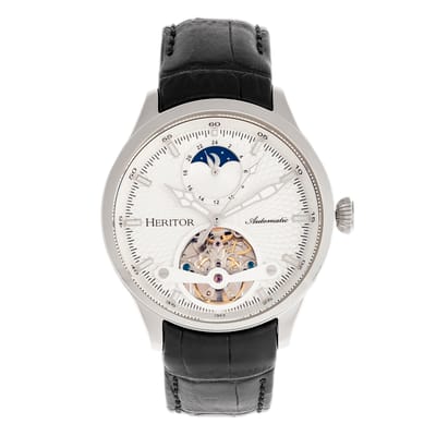 Heritor Automatische Gregory Semi-Skelet Leather-Band Horloge