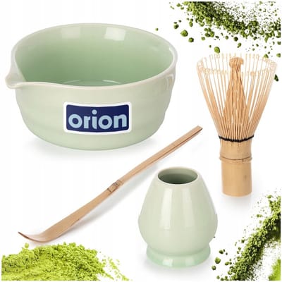 Orion Luxe Matcha Set - 4 delig - Matcha Klopper - Keramiek - Bamboe Klopper - Houder - Lepel - Matcha Thee - Matcha Set