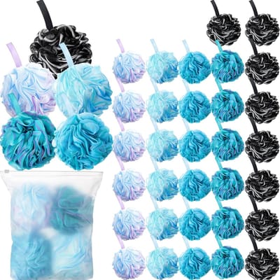 32 Stuks Badsponzen Douchepoefs 60g Bamboe Houtskool – Zachte Scrubbers & Exfoliërende Mesh Ballen