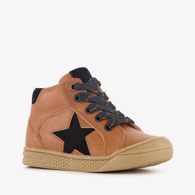 Stap leren jongens veterboots cognac - Maat 20