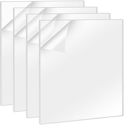 4x Dikke Transparante Acryl Plaat 300x300mm - 6mm Perspex voor Schilderen en Fotolijsten