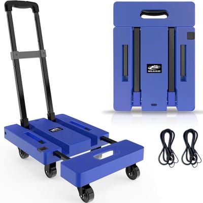 Opvouwbare Steekwagen - Dolly Kar - Verplaatsen van Zware Lasten - 6 Stille Grote Wielen - 226 kg Laadvermogen - Meerkleurig