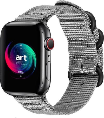 Strap-it Nylon Smartwatch bandje met gesp - Geschikt voor Apple Watch Series 1/2/3/4/5/6/7/8/9/10/11/SE/SE2/SE3 - Grijs - Stof iWatch bandje met gespsluiting voor maat: 38 / 40 / 41 / 42mm
