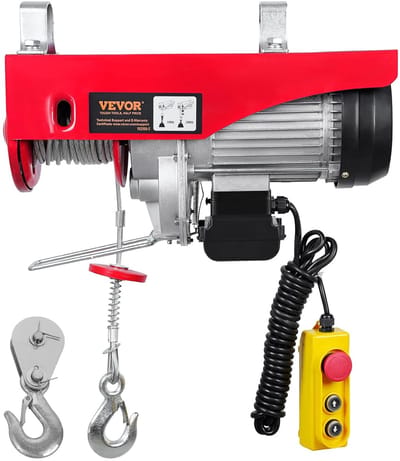 Elektrische Lier - 1000 kg - Elektrische Takel - 1600W Koperen Motor - Hefhoogte 12m - Kabellifter met Afstandsbediening - Motorlier - Takel 500kg tot 1000kg - Hefsnelheid 10 m/min - Staaldraad - Bouwlier - Takel - Hijslier - Kettingtakel