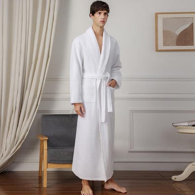 100% Katoen Lovers Zachte Badjas Heren en Dames Nachtjas Super Lange Badjas Nachtjas Nachtkleding Casual Huis Badjas M white
