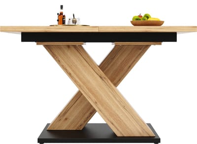Telescopische eettafel (119-158,5 x 80 cm), uitschuifbare tafel, keukentafel, uitschuifbaar tot 119-158,5 cm met behulp van interne verlengstukken, voor keuken en woonkamer, houtkleurige eettafel met gebogen blad