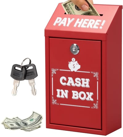 JHUBERS- Sleutelkast - Veiligheidsbox - Sleutelkluis - Opbergbox - Geldbox - Roestvrij staal - 14,5 x 7,5 x 26 cm - Brievenbus