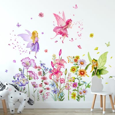 Dailygoods- Muurstickers Bloem/Vlinder/Elf - Wanddecoratie