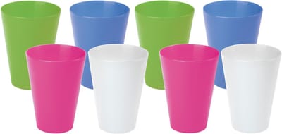 Juypal drinkbekers - 8x - wit - kunststof - 430 ml - herbruikbaar - BPA-vrij