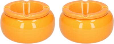 2x stuks Ronde oranje storm asbak 11 cm - Asbakken - Stormasbakken