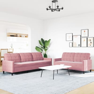 vidaXL - 2-delige - Loungeset - met - kussens - fluweel - roze