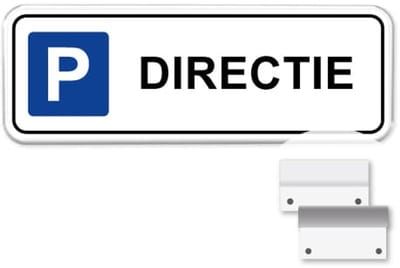 Parkeerbord Directie met kader - Weerbestendig Aluminium - 40x15 cm - Bevestiging: Met muur-/ wandmontage beugels
