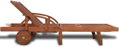 Tuinligstoel Hout - Loungestoel Buiten - Ontspannen in de tuin - Uittrekbare bijzettafel - 200 x 30 x 68 cm