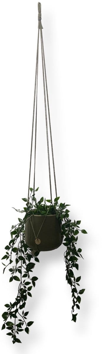 Plantenhanger Zonder Kwast - Kies Kleur en Lengte - Olijfgroen - 100 cm lang - Katoenkoord - Geschikt voor Pot met Diameter t/m 20 cm - Handgemaakt in ons Macramé Atelier - Prijs per Stuk - Let op: Exclusief Pot - Inclusief Verzendkosten