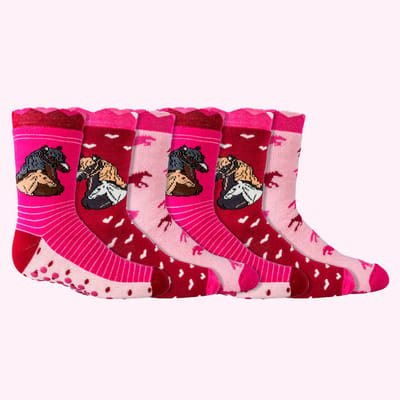 Kindersokken | Huissokken | Antislip | kleurrijke grappige sokkenpakket | happy sock printjes | voordeelpakket 9 paar | 3 thema's meiden