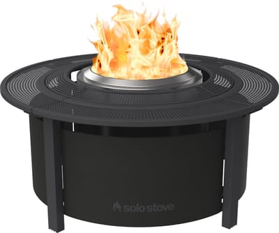 Solo Stove Fire Pit Surround tafel, Small | Verhoging voor Ranger en Bonfire Houtgestookte Outdoor Fire Pit, staal met poedercoating, UV-resistente stof, afmetingen (HxDia): 51 x 107 cm, Zwart