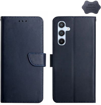 Lederen BoekCover Hoes Etui voor Samsung Galaxy S24 - S25 - Blauw