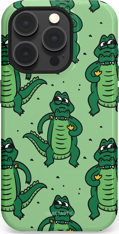 Casetastic hoesje geschikt voor Apple iPhone 15 Pro - MagSafe - Dubbellaagse bescherming - Kroko dans - Fashion Case - Mintgroen