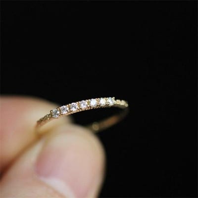 925 Sterling Zilver Japanse Eenvoudige Pavé Kristallen Ring Dames Licht Luxe Vintage Bruiloftsfeest 14k Verguld Sieraden Cadeau 5