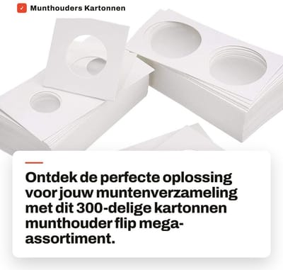 Dailygoods- Munthouder 300 Stuks - Kartonnen Flip - Muntenverzamelmap - Munthouders Zelfklevend - 6 Maten - 2 bij 2 Inch - Muntenhouder