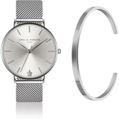 Dameshorloge en armband Amelia Parker Capsule Grey
