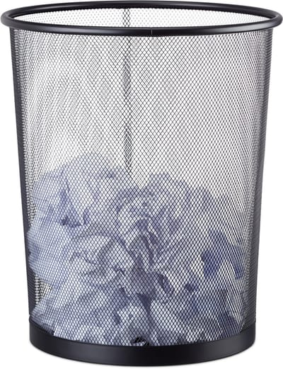 papiermand metaal - 19 l - Ø 30 cm - kantoor - zwart