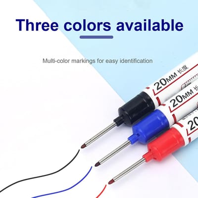 Diepe gatmarkers - Bouwpen inktstift - Precisie markeren - Lange punt bereikt - 20 mm punt - Zwart