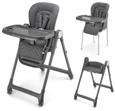 Kinderkraft TULO 3-in-1 Meegroei Kinderstoel - Voor 6 Maanden tot 25 kg - Verstelbare Hoogte, Rugleuning en Voetsteun - Afneembare Tafel en 5-Puntsgordel - Grijs