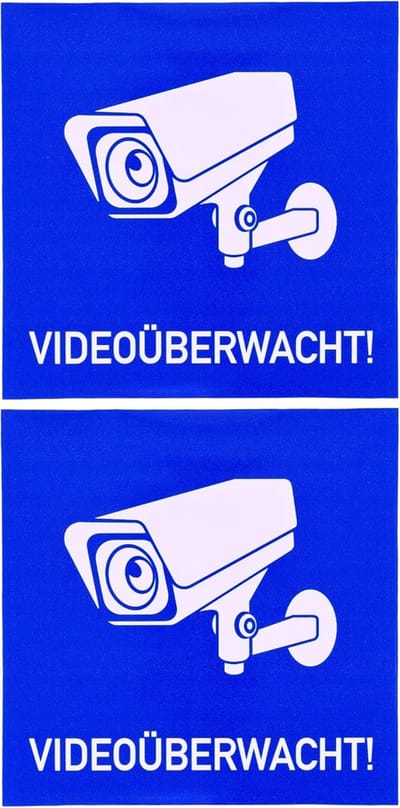 Videobewaking Sticker - Waarschuwingssticker Set - Perceel Beveiligen - Zelfklevende Folie - 12x12 cm - Blauw