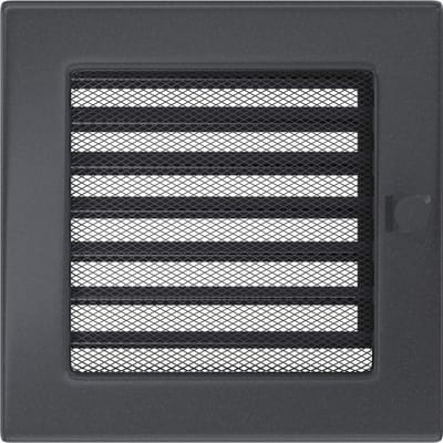 Ventilatierooster Haardrooster 17cm x 17cm Grafiet met Lamellen