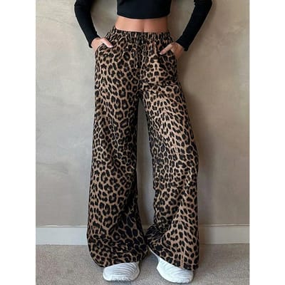 Dames Luipaardprint Casual Broek Zomer Nieuw XL