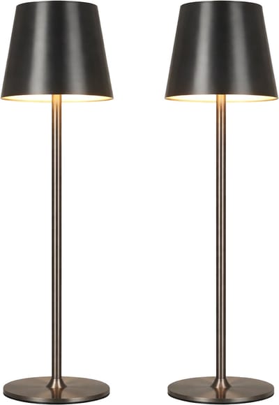 Draadloze Tafellamp - Draadloos en USB-C-Oplaadbaar – 3 LED Lichtkleuren – Binnen en Buiten – Set van 2 Stuks - Antraciet - BREND BR-2247
