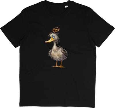 Grappig Dames Heren T Shirt - Eend - Zwart - Korte Mouw - Ronde Hals - XS