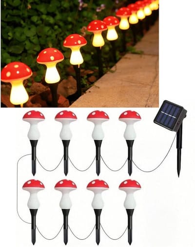 Zonne-energiepaddenstoellamp - Gazonverlichting - Schattige zonne-lampjes - Tuinverlichting voor paden - Waterdichte lamp met 8 standen voor buiten - Tuinverlichting voor paden, gazon, tuin en bruiloftsdecoratie - 8 lampvoeten in paddestoelvorm