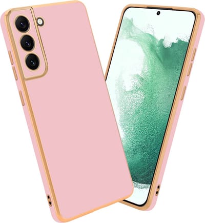 Cadorabo Hoesje geschikt voor Samsung Galaxy S21 5G in Glossy Roze - Goud - Beschermhoes Case Cover van flexibel TPU-silicone en met camerabescherming