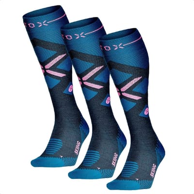 STOX Energy Socks Skisokken Dames - 3 Pack - Compressiekousen - Merino Wol Sokken Blauw - Ski & Snowboard Compressie Sokken - Maat M: 38-40