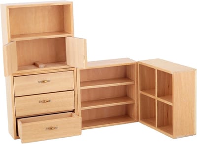 Miniatuur Houten Poppenhuis Kast Set voor Woonkamer en Slaapkamer