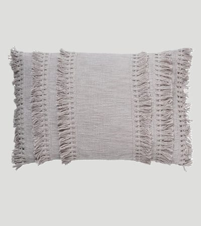 Sierkussen Fara micro chip grey met binnenkussen 60 x 40 cm met franje/Sierkussen Fara micro chip grey