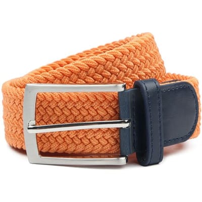Suitable Geweven Riem Oranje - Maat 95 - Dames en Heren - Elastisch gevlochten stretch riem - 3,5cm breed - Riem gevlochten