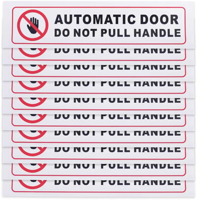 Dailygoods- Waarschuwingsbord Automatische Deurherinnering - 10 x Sticker - Zelfklevend - Duurzaam - Waterdicht - 150 mm x 35 mm - Deursticker