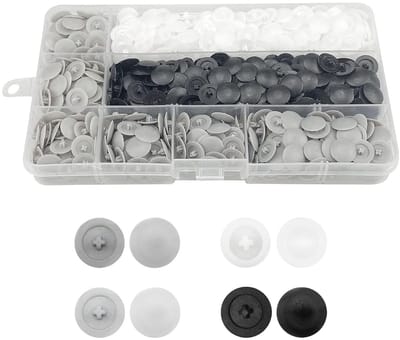 900 Stuks Pozi Schroefdeksel Caps - Plastic Schroefkoppen voor 3mm Diameter Phillips Schroeven in Wit, Lichtgrijs, Donkergrijs en Zwart - Perfect voor Meubels en Klussen