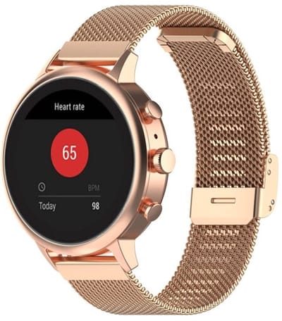 By Qubix - Geschikt voor Garmin bandje - 18mm - Geschikt voor Garmin Venu 4 - 41mm - Milanese bandje met klemsluiting - Champagne goud